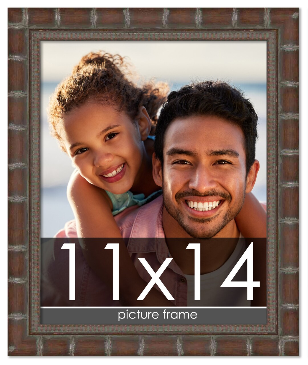 11x14 Brown Modern Bamboo Picture Frame - UV Acrylic, Foam Board Backing, Hanging Hardware